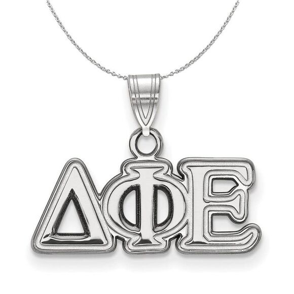 Sterling Silver Delta Phi Epsilon Small Greek Necklace - 24 Inch - Picture 1 of 8